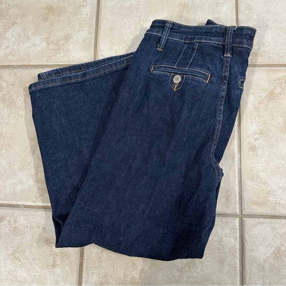 Judy Blue Tummy Control Wide Leg Cropped High Waist Dark Stretch Denim Jeans